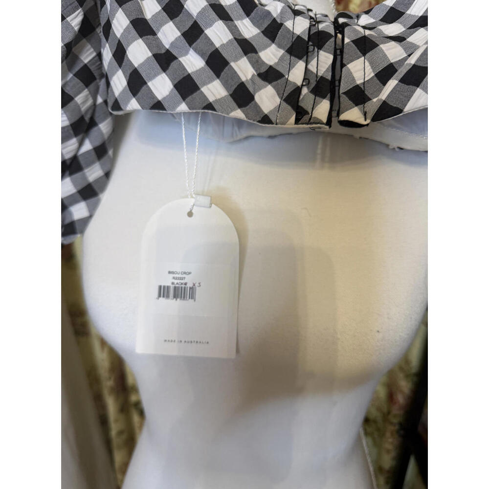 NWT! Rumer the Label Bisou Crop Gingham Puff Sleeve Crop Top XS - Picture 5 of 5